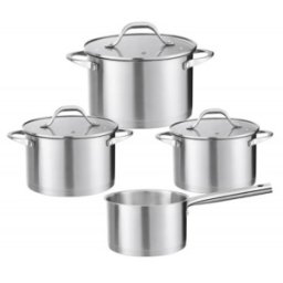 Vase din Inox, Capace din Sticla, 7 Bucati