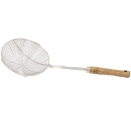 Paleta Tip Strecuratoare, Inox, Diametru 16 cm, Maner de Lemn