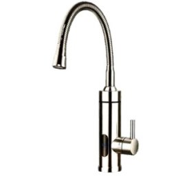 Robinet Electric Bucatarie, Argintiu, Ecran Digital, Inox, Incalzire Instanta, Putere 3000W