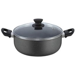 Cratita din Aluminiu 24 cm, Capacitate 3 l, cu Capac din Sticla, Gri, Zilan