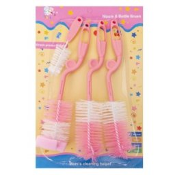 Set 2 x 4 Perii Curatare Biberoane si Tetine, Roz