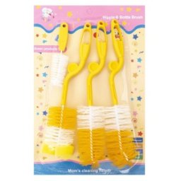 Set 2 x 4 Perii Curatare Sticle si Borcane, Galben