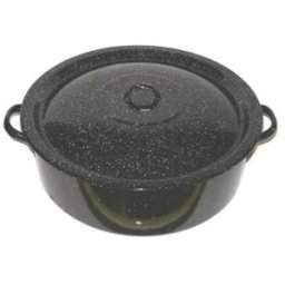 Cratita Emailata cu Capac, 15 l, Diametru 40 cm, Neagra, Emailul Medias