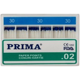 Conuri Gutta Percha .02 Taper, Nr.30, pentru Uscarea Canalelor Radiculare, Prima, 120 Bucati