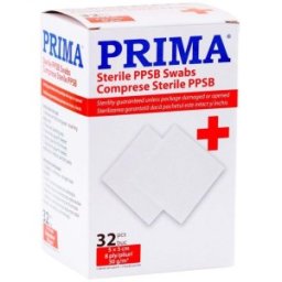 Comprese Sterile PPSB, 5 cm x 5 cm, Pliate in 8, Material Netesut, 2 Bucati/Plic, Prima, 32 Plicuri