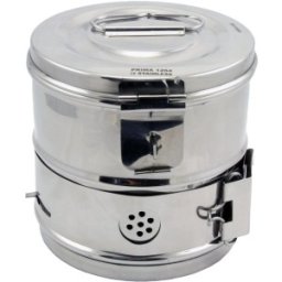 Casoleta de Sterilizare din Inox, 12 x 12 cm, cu Capac si Sistem de Siguranta, Prima
