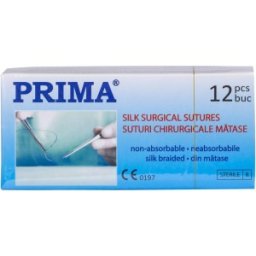 Sutura Neresorbabila din Matase, USP 2, 75 cm, Ac Taietor 1/2 30 mm, pentru Tesuturi Groase, Prima