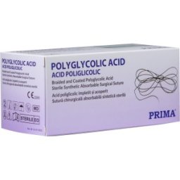 Sutura Resorbabila Acid Poliglicolic, USP 1, 75 cm, Ac Rotund 1/2 40 mm, pentru Proceduri Generale, Prima