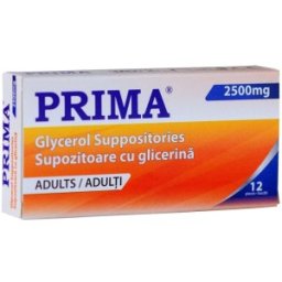Supozitoare Glicerina Adulti, Prima, 2500 Mg, 12 Supozitoare