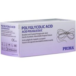 Sutura Resorbabila Acid Poliglicolic, USP 1, 75 cm, Ac Rotund 1/2 30 mm, pentru Proceduri Generale, Prima