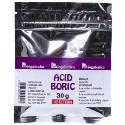 Acid Boric Pulbere, 30 g, Antiseptic si Antifungic, pentru Uz Extern si Tehnic