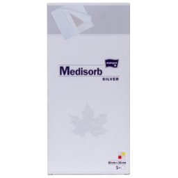 Pansament Adeziv cu Argint, 10 cm x 20 cm, Antibacterian, pentru Plagi Infectate, 5 Bucati