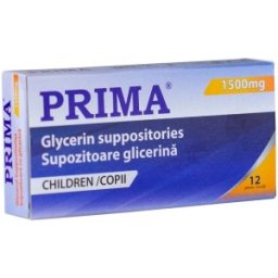 Supozitoare Glicerina Copii, Prima, 1500 Mg, 12 Supozitoare