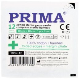 Set 22 x Comprese Sterile Tifon, 10 cm x 10 cm, Material Tesut, Prima, 12 Straturi/Plic
