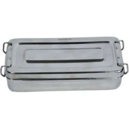Set 2 x Cutie din Inox pentru Instrumentar Medical, 18 x 8 x 4 cm, cu Manere, Prima