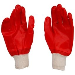 Set 2 x Manusi Pvc Antichimice, Suport Textil, XL, 27cm, Rosii