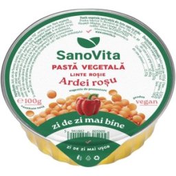 Pasta Vegetala din Linte Rosie cu Ardei si Ceapa, Sanovita, 100 g