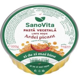 Pasta Vegetala din Linte Rosie cu Ardei Picant, Sanovita, 100 g