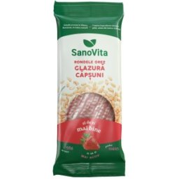 Rondele din Orez cu Glazura Capsuni, Sanovita, 66 g