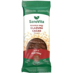 Rondele din Orez cu Glazura de Cacao fara Zahar, cu Xylitol, Sanovita, 66 g