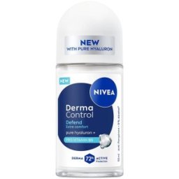 Set 3 x Antiperspirant Roll-On Femei, Nivea Derma Control Defend, 72 h, 50 ml