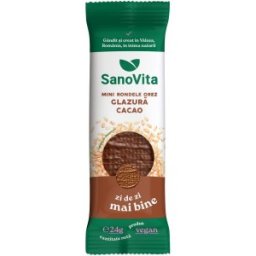 Set 5 x Mini-rondele din Orez cu Glazura de Cacao, Sanovita, 24 g