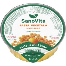 Set 3 x Pasta Vegetala din Linte Rosie, Sanovita, 100 g