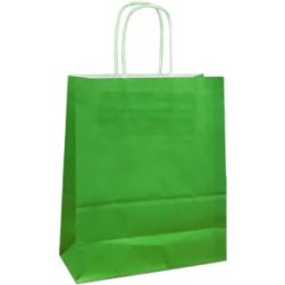 Pungi Hartie cu Manere Rasucite, Biodegradabile, Verde Deschis, 20 x 9 x 25 cm, 100 Bucati