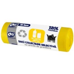 Saci Menajeri Colectare Selectiva, Plastic - Metal, 70 x 112 cm, 120 l, Galbeni, 10 Bucati