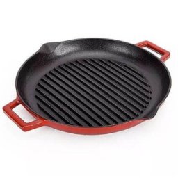 Tigaie Grill Plata Emailata Antiaderenta cu Doua Manere, 31 cm, Rosie, Newalor
