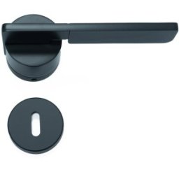 Set 2 x Manere si Rozeta P pentru Usi, Model Esus, Fi 52x158 mm, Finisaj Negru Mat
