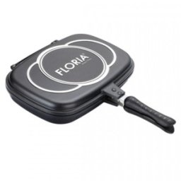 Set 2 x Tigaie Dubla Antiaderenta cu Garnitura din Silicon, Diametru 30 cm, Negru