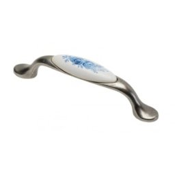Set 2 x Maner Ceramica Model W0520, 96 mm, Finisaj Argintiu/Trandafir Albastru