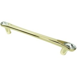 Set 2 x Maner cu Insertii Cristal Model Hiram, 128 mm, Finisaj Auriu Lucios/Transparent