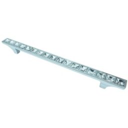 Set 2 x Maner cu Insertii Cristal Model Kubera, 160 mm, Finisaj Crom Lucios/Transparent