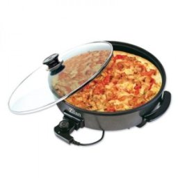 Set 2 x Tigaie Electrica Rotunda cu Capac din Sticla, Diametru 38 cm, 1500 W