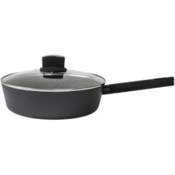 Set 2 x Tigaie Adanca din Aluminiu, cu Capac din Sticla, 28 cm, Negru