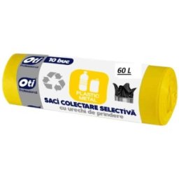Set 2 x 20 Saci Menajeri Colectare Selectiva, Plastic - Metal, 60 x 76 cm, 60 l, Galbeni