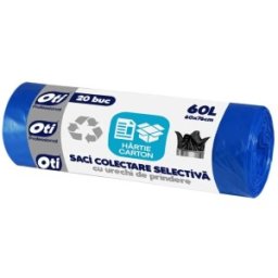 Set 2 x 20 Saci Menajeri Colectare Selectiva, Hartie - Carton, 60 x 76 cm, 60 l, Albastri