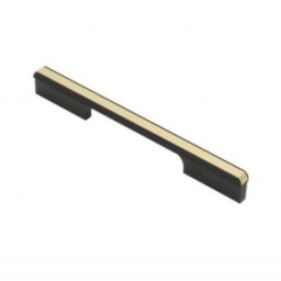 Set 2 x Maner Model Monus, 128 mm, Finisaj Negru Mat/Auriu
