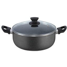 Set 2 x Cratita din Aluminiu 26 cm, Capacitate 4 l, cu Capac din Sticla, Gri, Zilan