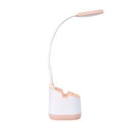 Set 2 x Lampa de Birou Copii, Suport Pixuri, 3 Tipuri de Lumina, Somon