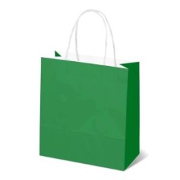 Set 2 x 100 Pungi Hartie cu Manere Rasucite, Biodegradabile, Verde Inchis, 16 x 9 x 21 cm
