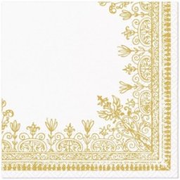 Set 4 x Servetele in 3 Straturi, Frame Ornamental Gold, 33 x 33 cm, 20 Bucati, Elcadis