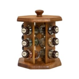Set 2 x Suport din Lemn si 12 Sticle cu Condimente