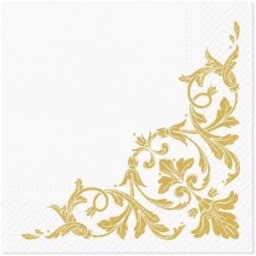 Set 4 x Servetele in 3 Straturi, Frame Motif Gold, 33 x 33 cm, 20 Bucati, Elcadis