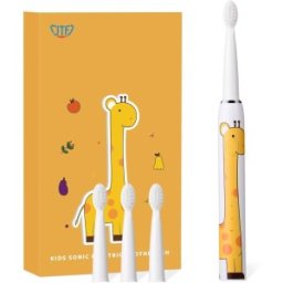 Set 2 x Periuta Dinti Electrica Copii, JTF Sonic, Galbena, J20C, 4 Capete Periuta, Cablu Incarcare
