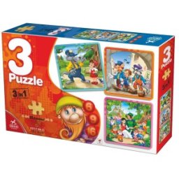 Colectie 3 Puzzle Copii, 6, 9, 16 Piese, Basme