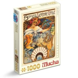 Puzzle 1000 Piese, Alphonse Mucha – Biscuits Lefevre-Utile, D-toys
