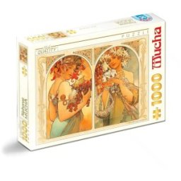 Puzzle 1000 Piese, Alphonse Mucha – Fructe si Flori, D-toys